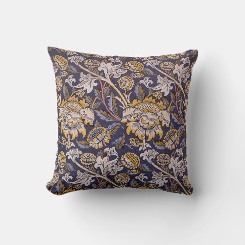 William Morris Wey Floral Wallpaper Throw Pillow