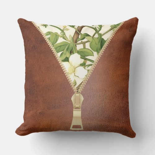 William Morris White And Green Floral Tree Motifs  Throw Pillow