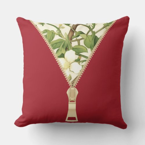 William Morris White And Green Floral Tree Motifs  Throw Pillow