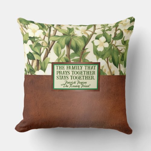 William Morris White Green Floral Religious Quote Throw Pillow