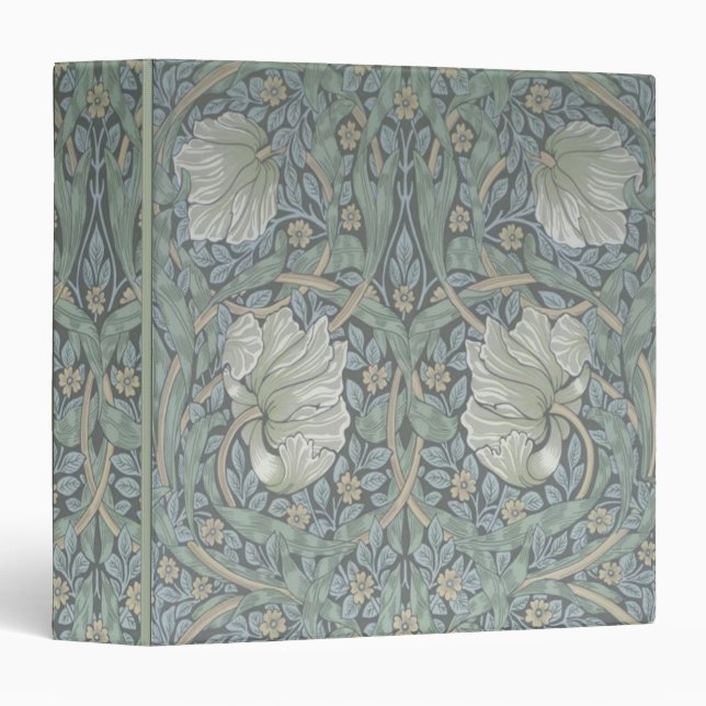 William Morris White Poppies 1.5" Ring Binder (Front/Spine)