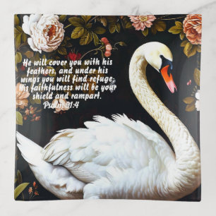William Morris White Swan With Bible Verse Trinket Tray