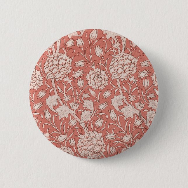 William Morris Wild Tulip Classic Victorian Design Button (Front)