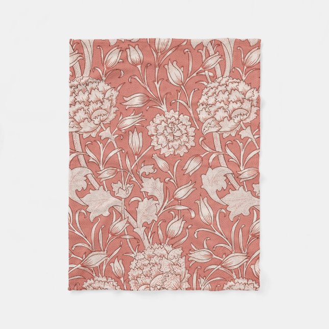 William Morris Wild Tulip Classic Victorian Design Fleece Blanket (Front)