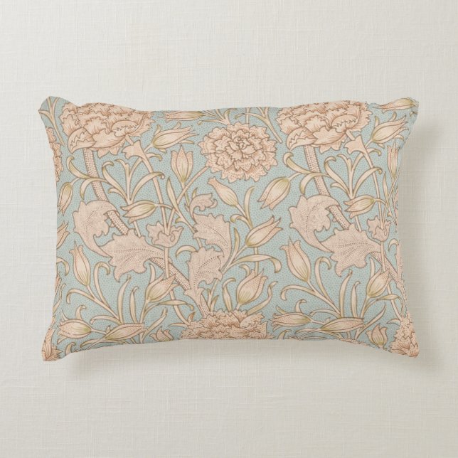 William Morris Wild Tulip Flower Floral Design Accent Pillow (Front)