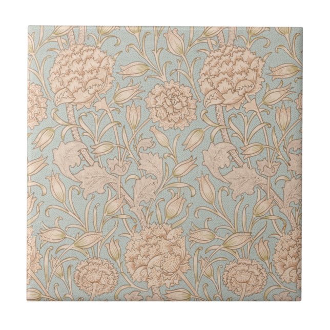 William Morris Wild Tulip Flower Floral Design Ceramic Tile (Front)