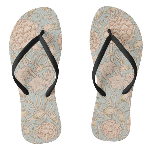 William Morris Wild Tulip Flower Floral Design Flip Flops (Footbed)