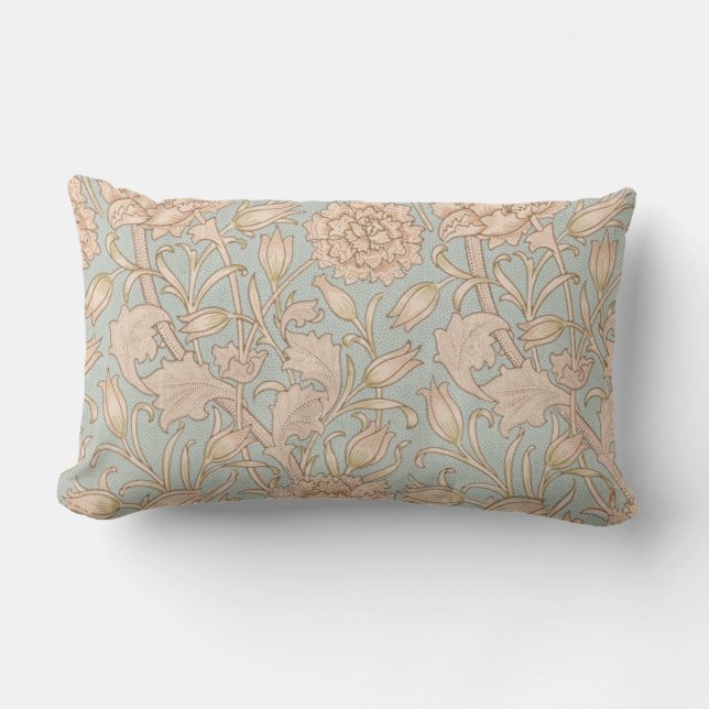 William Morris Wild Tulip Flower Floral Design Lumbar Pillow (Front)