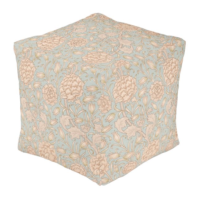 William Morris Wild Tulip Flower Floral Design Pouf (Angled Back)