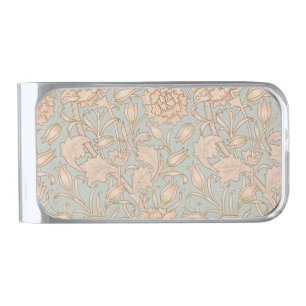 William Morris Wild Tulip Flower Floral Design Silver Finish Money Clip