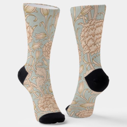 William Morris Wild Tulip Flower Floral Design Socks
