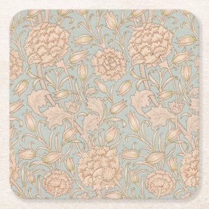 William Morris Wild Tulip Flower Floral Design Square Paper Coaster