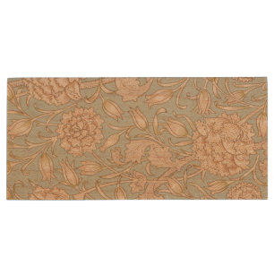 William Morris Wild Tulip Flower Floral Design Wood Flash Drive