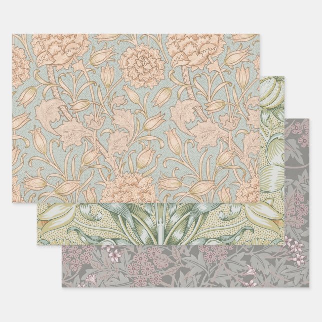 William Morris Wild Tulip Flower Floral Design Wrapping Paper Sheets (Set)