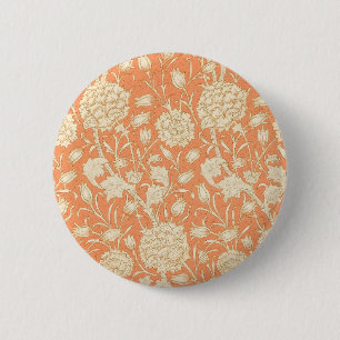 William Morris Wild Tulip Orange Floral Art Button