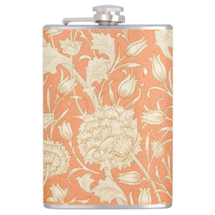 William Morris Wild Tulip Orange Floral Art Flask