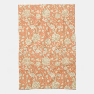 William Morris Wild Tulip Orange Floral Art Kitchen Towel