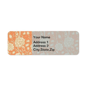 William Morris Wild Tulip Orange Floral Art Label