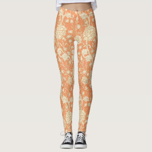 William Morris Wild Tulip Orange Floral Art Leggings