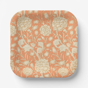 William Morris Wild Tulip Orange Floral Art Paper Plates