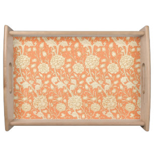 William Morris Wild Tulip Orange Floral Art Serving Tray