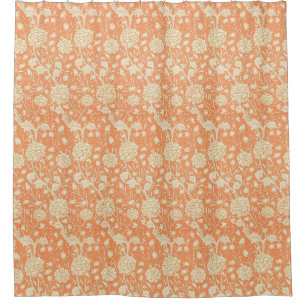 William Morris Wild Tulip Orange Floral Art Shower Curtain