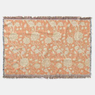 William Morris Wild Tulip Orange Floral Art Throw Blanket