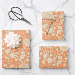 William Morris Wild Tulip Orange Floral Art Wrapping Paper Sheets