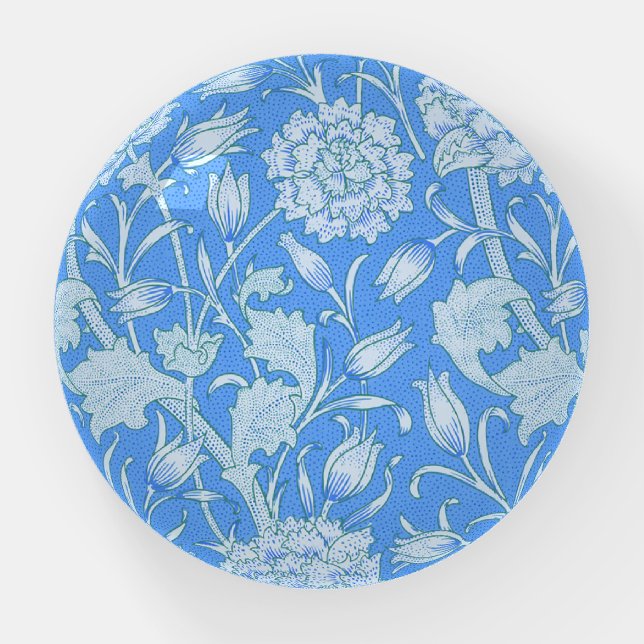 William Morris - Wild Tulips - Blue Floral Paperweight (Front)