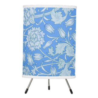 William Morris - Wild Tulips - Blue Floral Pattern Tripod Lamp