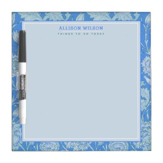 William Morris - Wild Tulips, Elegant Blue Floral Dry Erase Board