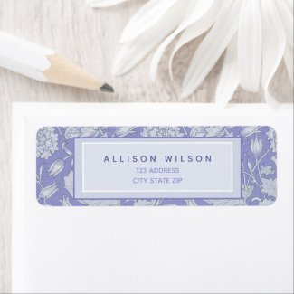 William Morris, Wild Tulips Elegant Purple Floral Label