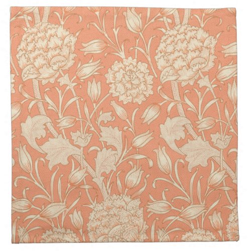 William Morris _ Wild Tulips _ Floral Peach Cloth Napkin