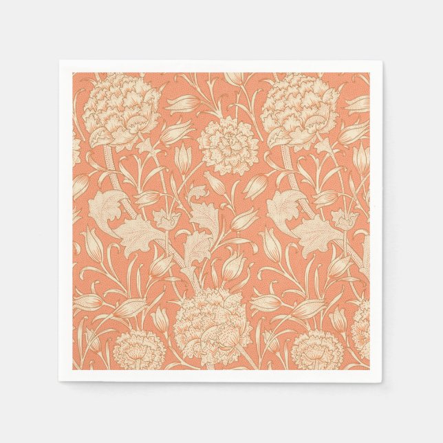 William Morris - Wild Tulips - Floral Peach Napkins (Front)