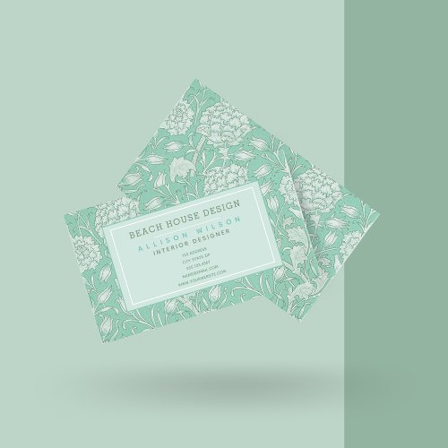 William Morris _ Wild Tulips _ Green Floral Business Card