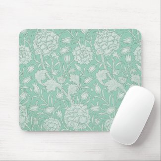 William Morris, Wild Tulips - Green Floral Pattern Mouse Pad