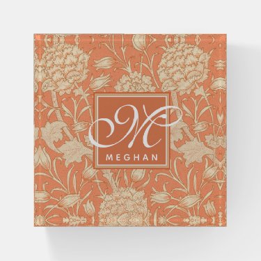 William Morris - Wild Tulips - Peach Monogrammed