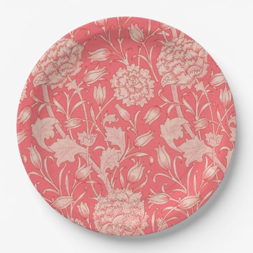 William Morris _ Wild Tulips _ Pink Floral Pattern Paper Plates