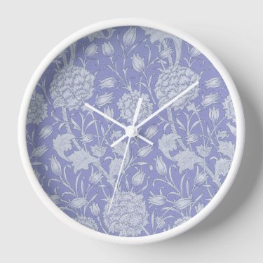 William Morris - Wild Tulips Purple Floral Clock