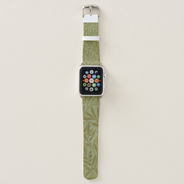 William Morris Willow Antique Green Leaf Vine Art Apple Watch Band (Front)