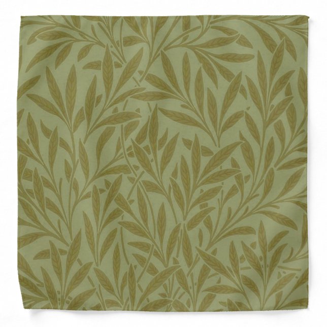 William Morris Willow Antique Green Leaf Vine Art Bandana (Front)