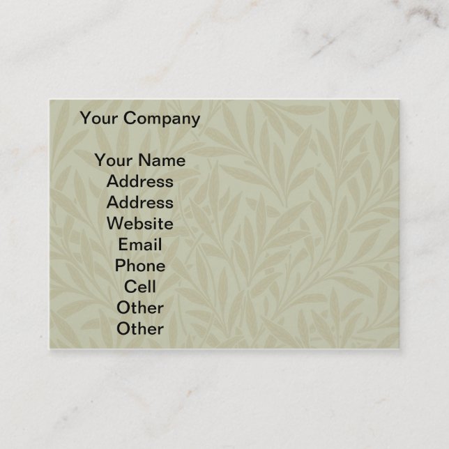 William Morris Willow Antique Green Leaf Vine Art Business Card (Front)