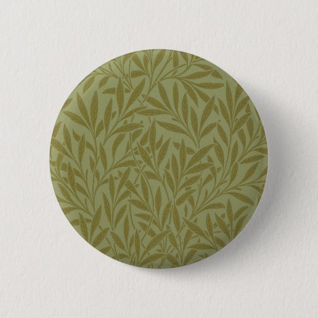 William Morris Willow Antique Green Leaf Vine Art Button (Front)