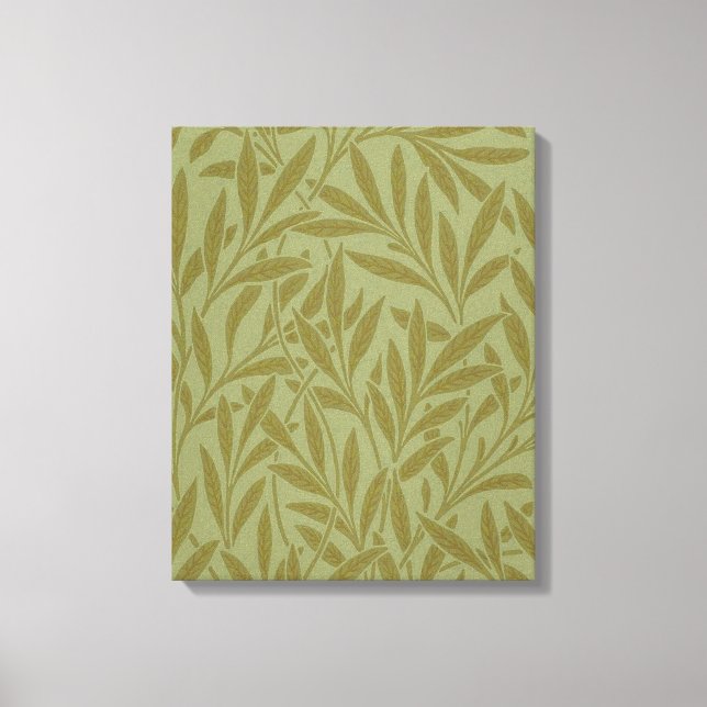 William Morris Willow Antique Green Leaf Vine Art Canvas Print (Front)