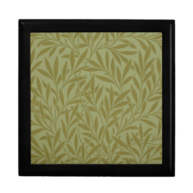 William Morris Willow Antique Green Leaf Vine Art Jewelry Box (Front)
