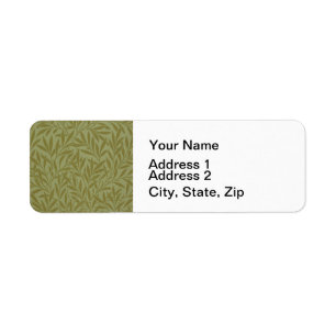 William Morris Willow Antique Green Leaf Vine Art Label