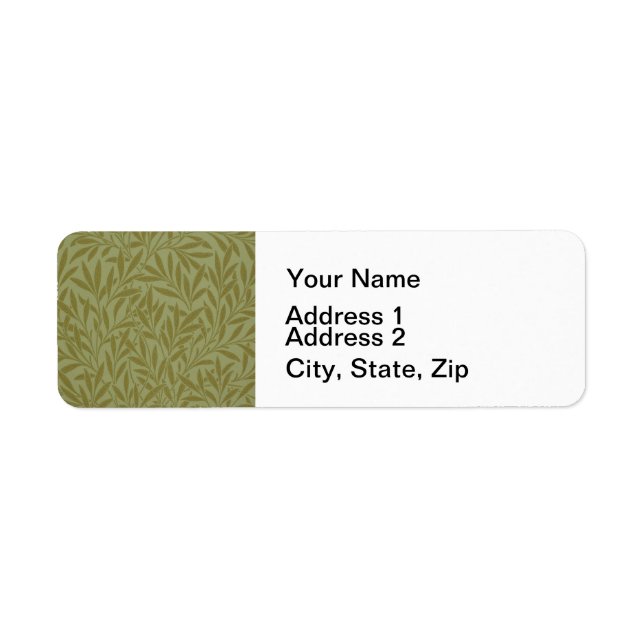 William Morris Willow Antique Green Leaf Vine Art Label (Front)