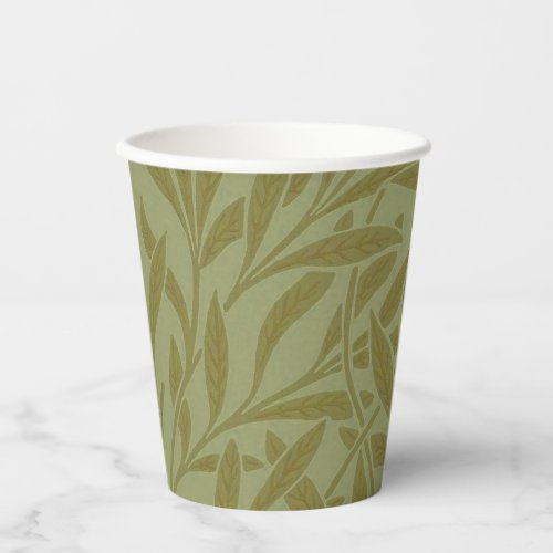 William Morris Willow Antique Green Leaf Vine Art Paper Cups