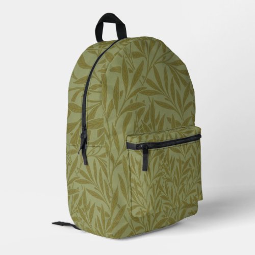 William Morris Willow Antique Green Leaf Vine Art Printed Backpack