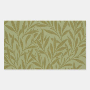 William Morris Willow Antique Green Leaf Vine Art Rectangular Sticker